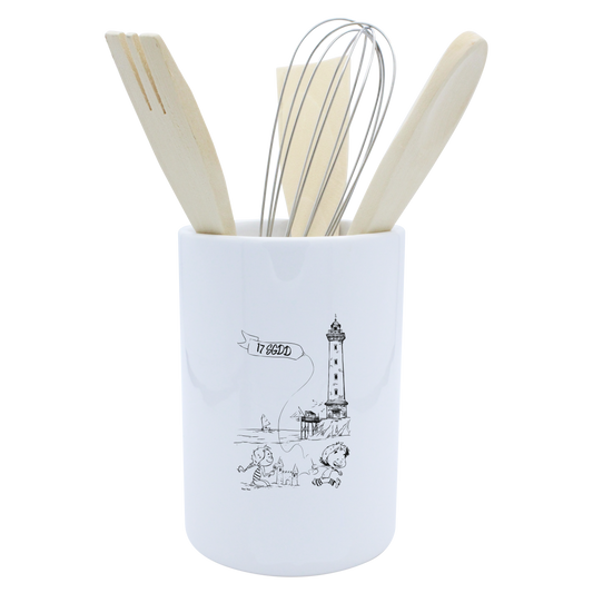 POT A USTENSILES BLANC - DESSIN VERTICAL ST GEORGES DE DIDONNE SPE BO&BON