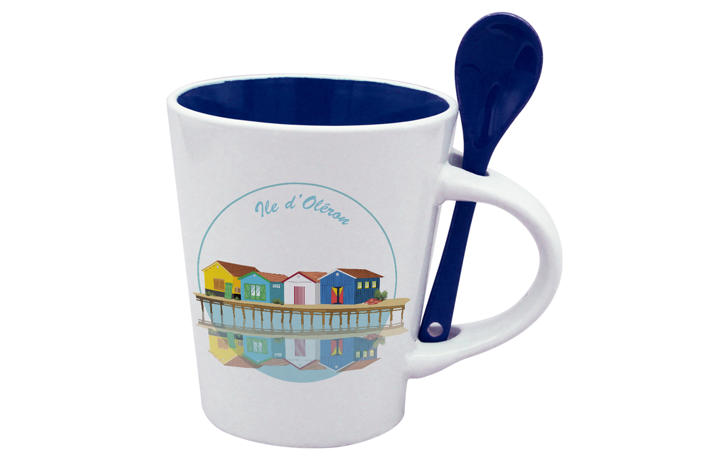 MUG CUILLERE BLANC INT. BLEU-CABOLERO