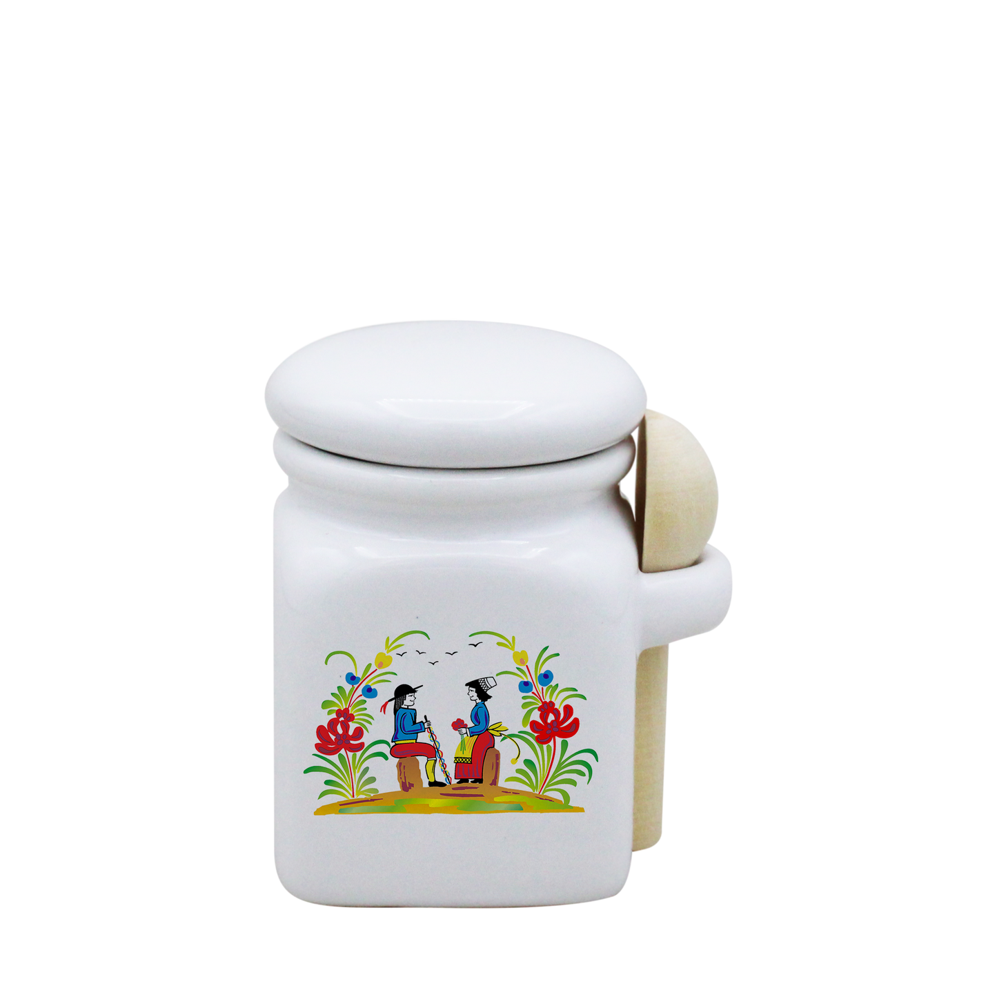 POT BLANC MINI COUV. BLANC+CUIL. BOIS-RETRO