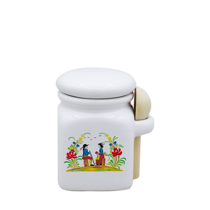 POT BLANC MINI COUV. BLANC+CUIL. BOIS-RETRO