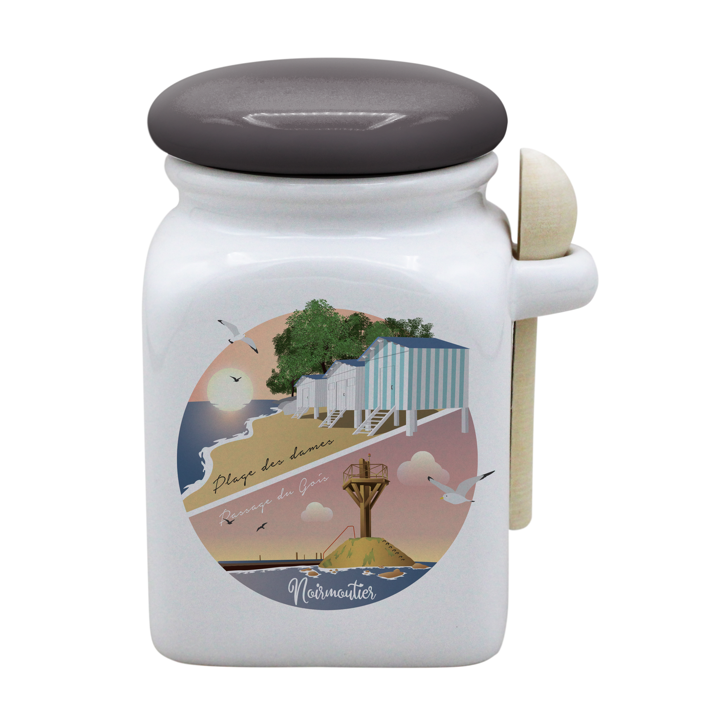 POT BLANC MM COUV. GRIS +CUIL. BOIS-PLAPASS