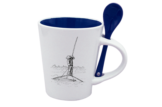 MUG CUILLERE BLANC INT. BLEU-PALUA