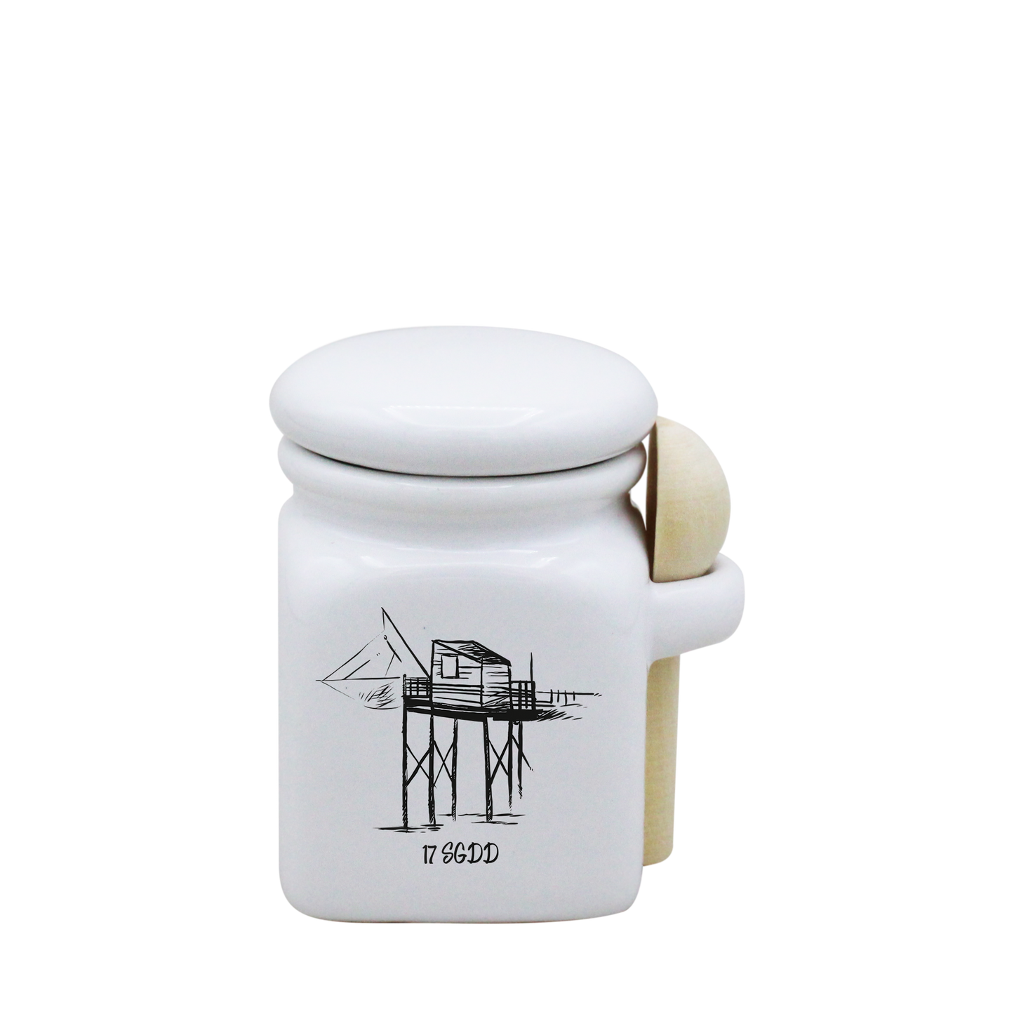 POT BLANC MINI COUV. BLANC+CUIL. BOIS - CARRELET NOIR SPE BO ET BON