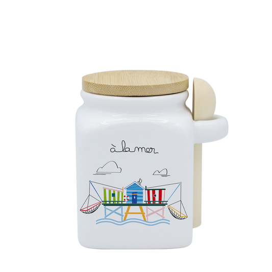 POT BLANC PM COUV. BAMBOO+CUIL. BOIS-A LA MER CARRELET