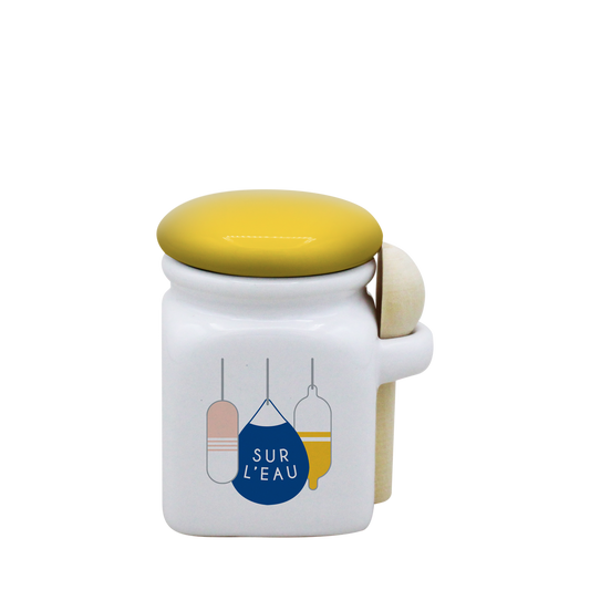 POT BLANC MINI COUV. JAUNE+CUIL. BOIS-BOUEE SUR L'EAU LA PETITE EMI