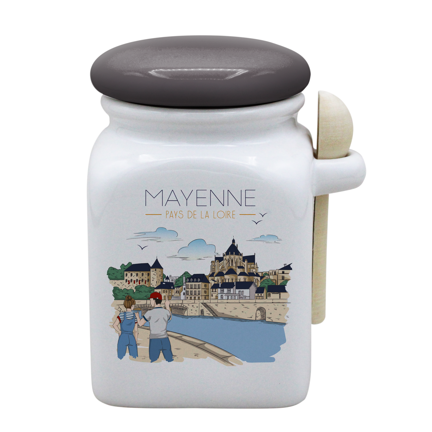 POT BLANC MM COUV. GRIS +CUIL. BOIS-MAYENU
