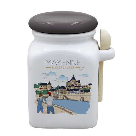 POT BLANC MM COUV. GRIS +CUIL. BOIS-MAYENU