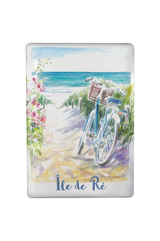 MAGNET ILE DE RE AQUERELLE VELO PLAGE