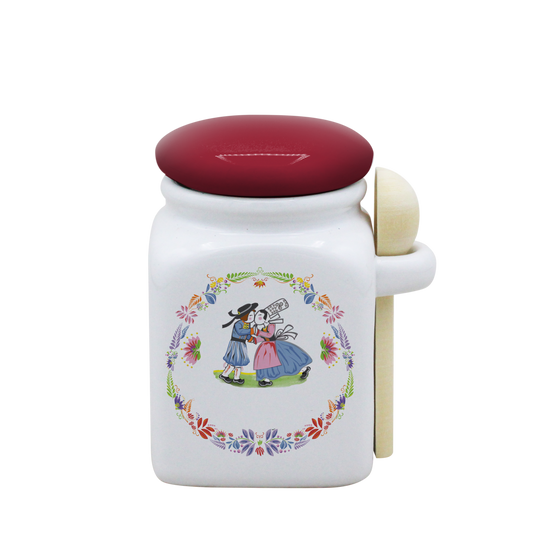 POT BLANC PM COUV. ROUGE+CUIL. BOIS - NEO RETRO BRETON