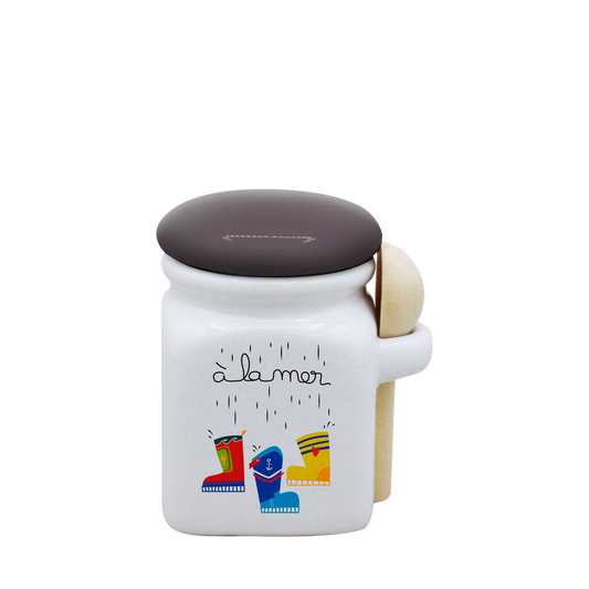 POT BLANC MINI COUV. GRIS+CUIL. BOIS-A LA MER BOTTES