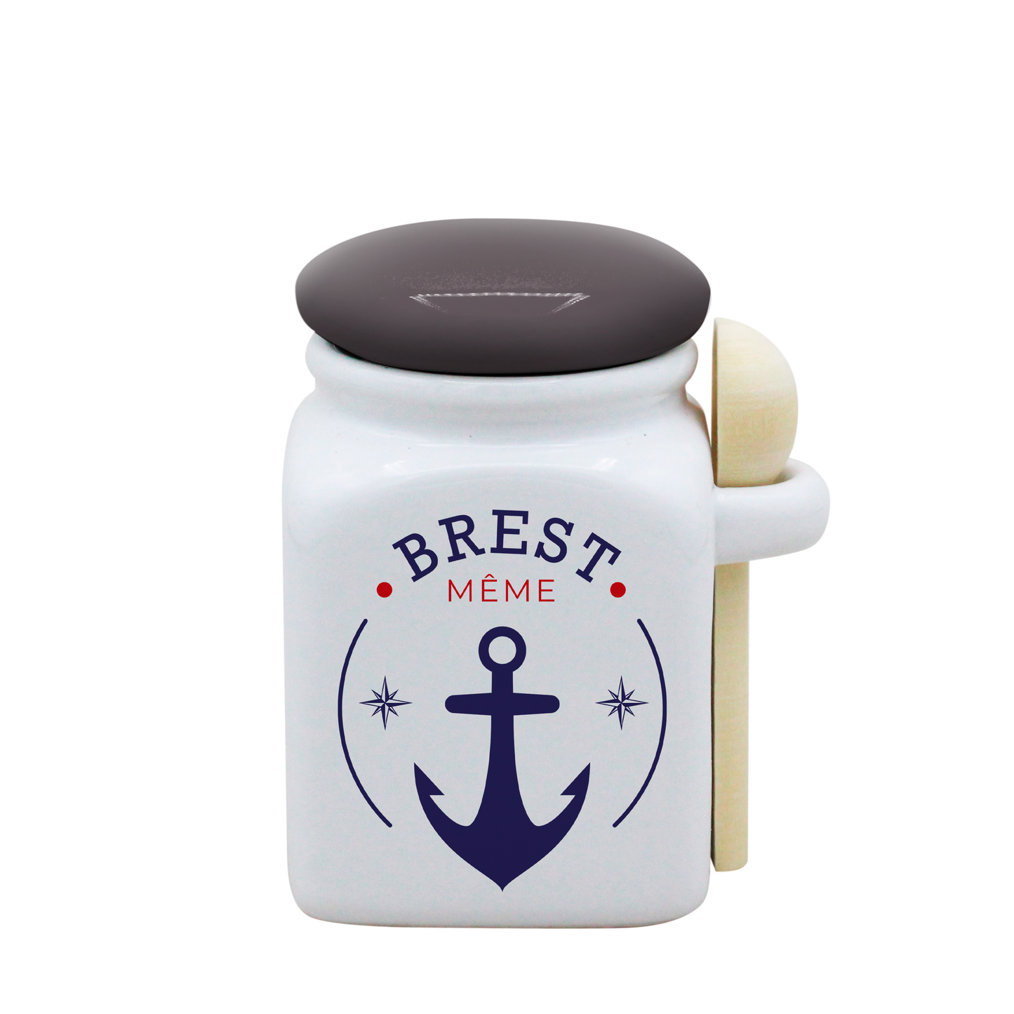 POT BLANC PM COUV. GRIS+CUIL. BOIS - ANCRE BREST MEME SPE ROI DE BRETAGNE