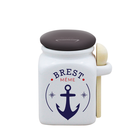 POT BLANC PM COUV. GRIS+CUIL. BOIS - ANCRE BREST MEME SPE ROI DE BRETAGNE