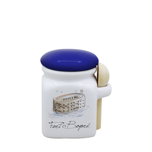 POT BLANC MINI COUV. BLEU+CUIL. BOIS-FOBOYD