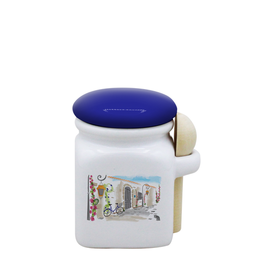 POT BLANC MINI COUV. BLEU+CUIL. BOIS-RUATL
