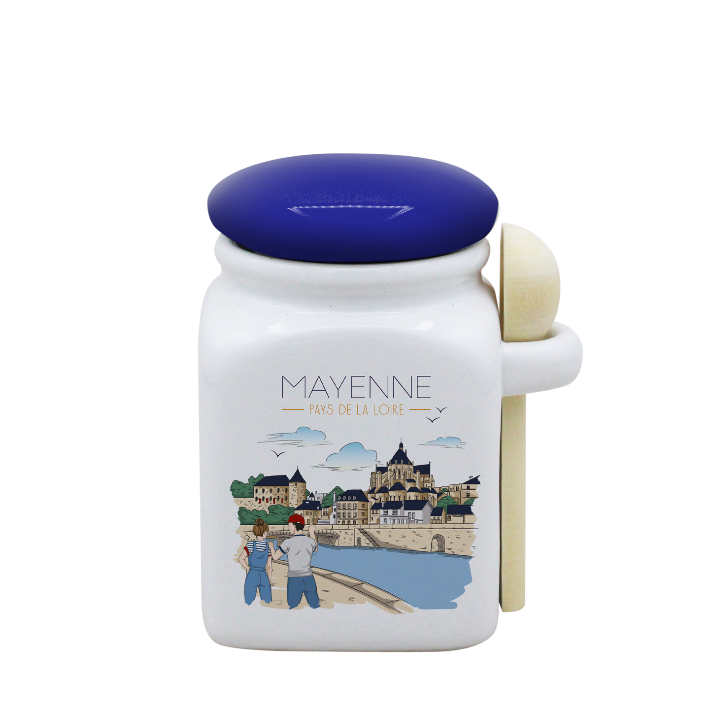 POT BLANC PM COUV. BLEU+CUIL. BOIS-MAYENU