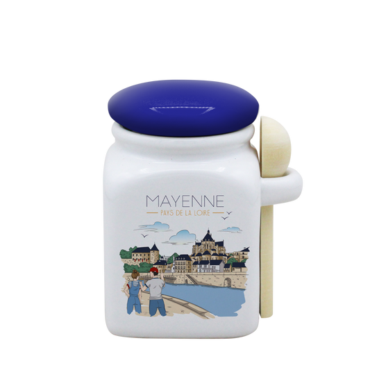 POT BLANC PM COUV. BLEU+CUIL. BOIS-MAYENU