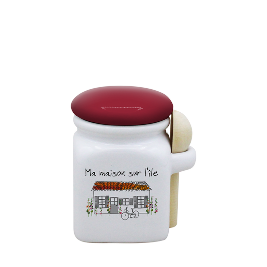 POT BLANC MINI COUV. ROUGE+CUIL. BOIS -MMASI
