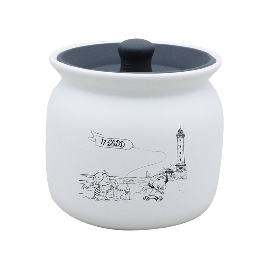 POT BLANC GM COUV. SILICONE GRIS - DECOR HORIZONTAL ST GEORGES DE DIDONNE SPE BO ET BON