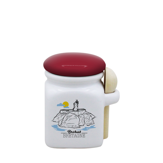 POT BLANC MINI COUV. ROUGE+CUIL. BOIS -BREPAON