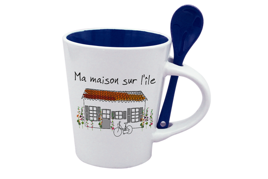 MUG CUILLERE BLANC INT. BLEU-MMASI