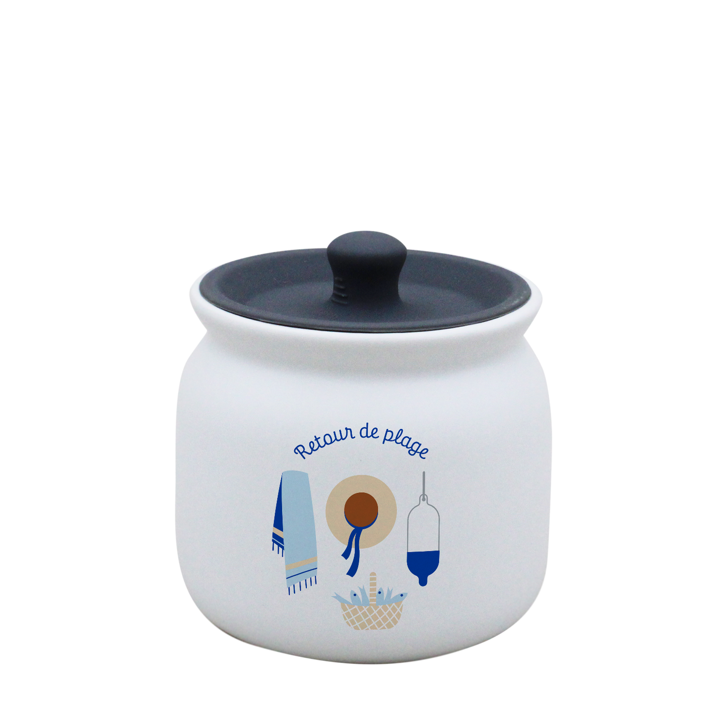 POT BLANC PM COUV. SILICONE GRIS-RETOUR DE PLAGE LA PETITE EMI