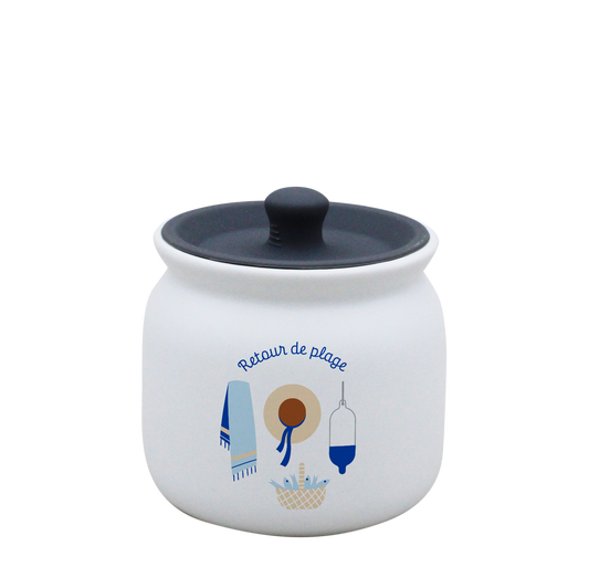 POT BLANC PM COUV. SILICONE GRIS-RETOUR DE PLAGE LA PETITE EMI