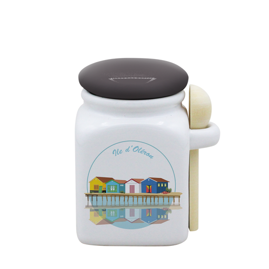 POT BLANC PM COUV. GRIS+CUIL. BOIS-CABOLERO