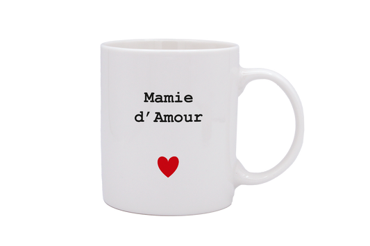 MUG DROIT BLANC - CŒUR MAMIE D'AMOUR