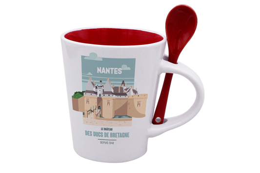 MUG CUILLERE BLANC INT. ROUGE-NTECHATO