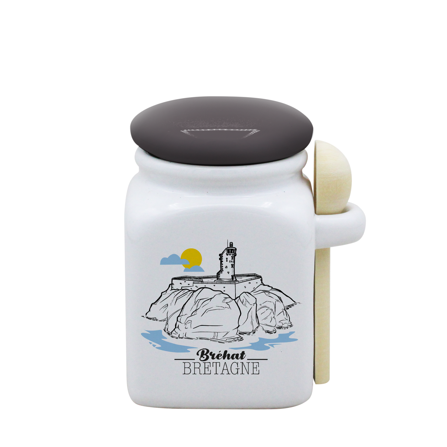 POT BLANC PM COUV. GRIS+CUIL. BOIS-BREPAON