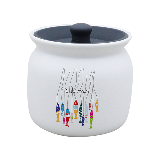 POT BLANC GM COUV. SILICONE GRIS -ALM-2
