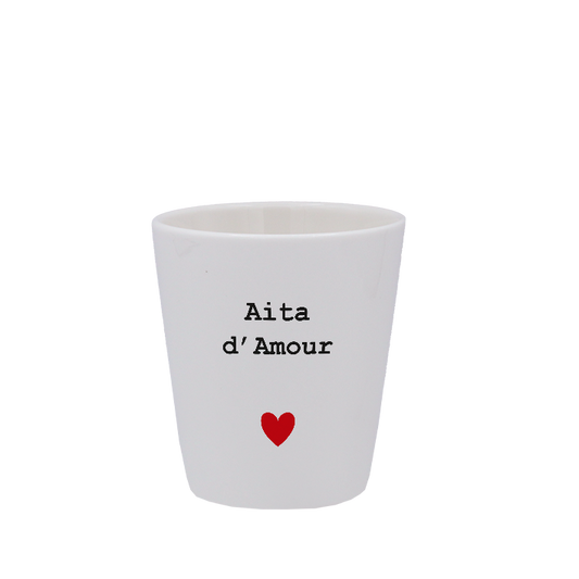 TASSE ESPRESSO BLANCHE S/ANSE - CŒUR AITA D'AMOUR