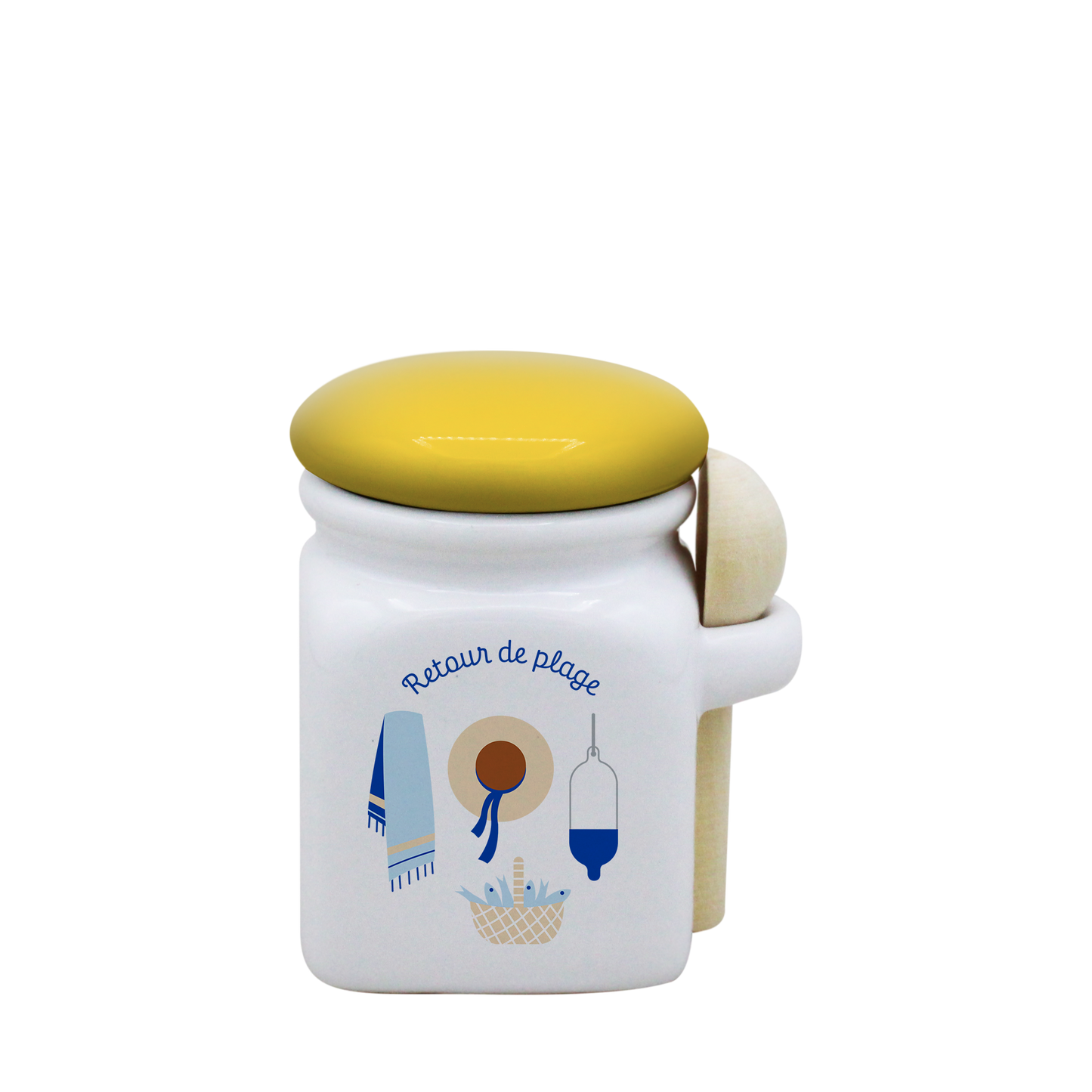 POT BLANC MINI COUV. JAUNE+CUIL. BOIS-RETOUR DE PLAGE LA PETITE EMI