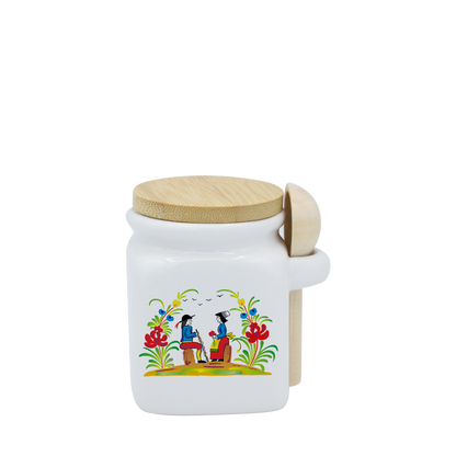 POT BLANC MINI COUV. BAMBOO+CUIL. BOIS-RETRO