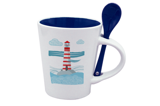 MUG CUILLERE BLANC INT. BLEU-MARINPH