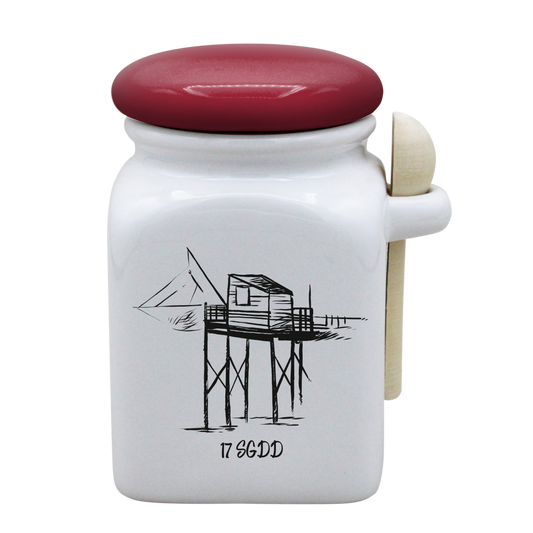 POT BLANC MM COUV. ROUGE+CUIL. BOIS - CARRELET NOIR SPE BO ET BON