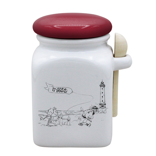 POT BLANC MM COUV. ROUGE+CUIL. BOIS - DESSIN HORIZONTAL ST GEORGES DE DIDONNE SPE BO&BON