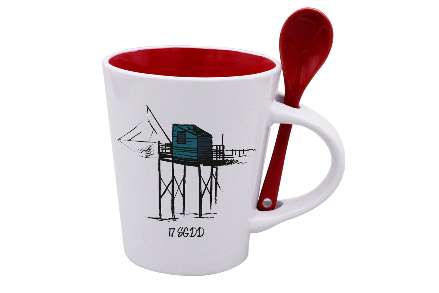 MUG CUILLERE BLANC INT. ROUGE-CARBLE17