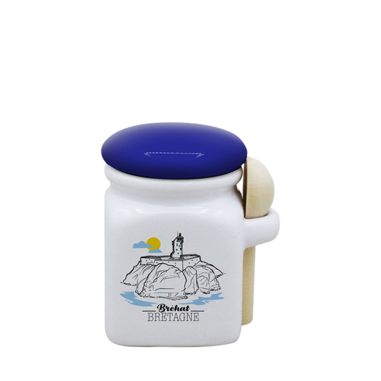 POT BLANC MINI COUV. BLEU+CUIL. BOIS - PHARE DU PAON ILE DE BREHAT SPE ARCHIPEL