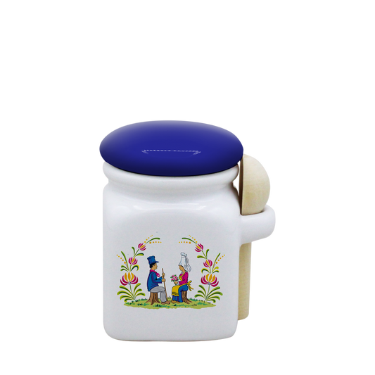 POT BLANC MINI COUV. BLEU+CUIL. BOIS-RENOR