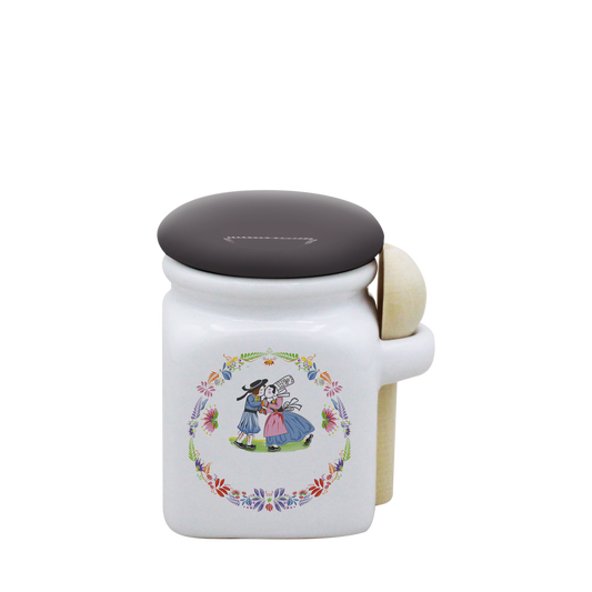 POT BLANC MINI COUV. GRIS+CUIL. BOIS-BTNER