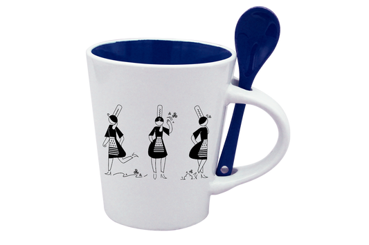 MUG CUILLERE BLANC INT. BLEU - ARMELLE BIGOUDENE 3 PICTOS