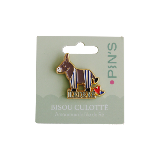 PINS DORÉ ÂNE EN CULOTTE BLEU