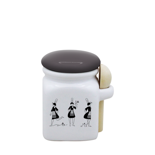 POT BLANC MINI COUV. GRIS+CUIL. BOIS - ARMELLE BIGOUDENE 3 PICTOS