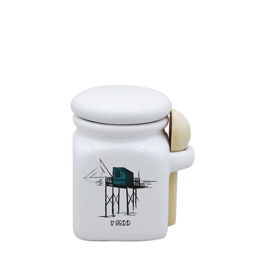 POT BLANC MINI COUV. BLANC+CUIL. BOIS-CARBLE17