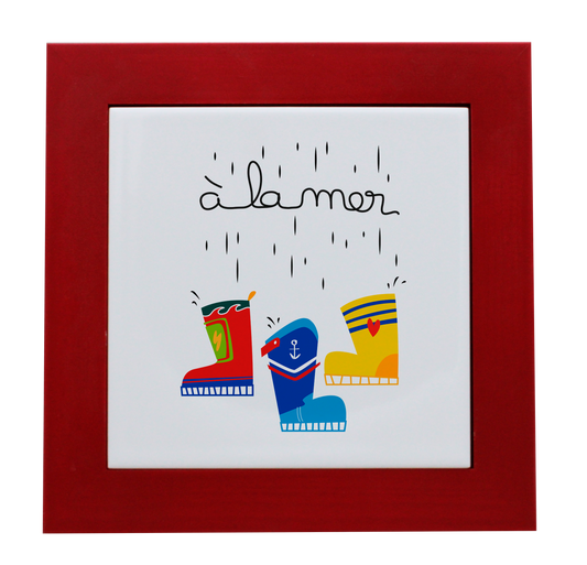 ENTOURAGE BOIS ROUGE-CARREAU FAIENCE 15x15 NU-A LA MER BOTTES