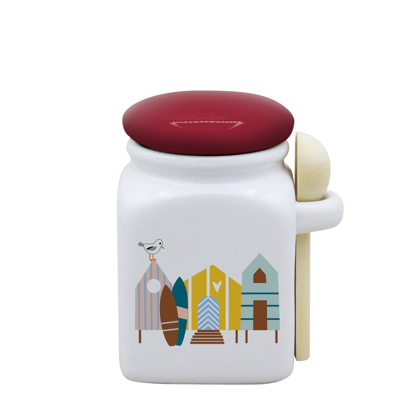 POT BLANC PM COUV. ROUGE+CUIL. BOIS-CABINES ET SURF LA PETITE EMI