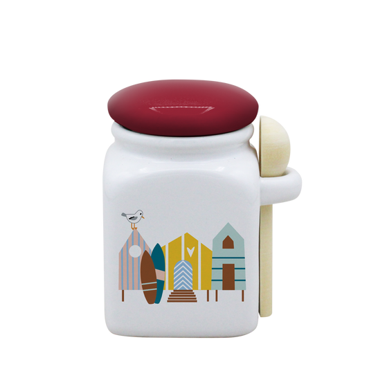 POT BLANC PM COUV. ROUGE+CUIL. BOIS-CABINES ET SURF LA PETITE EMI