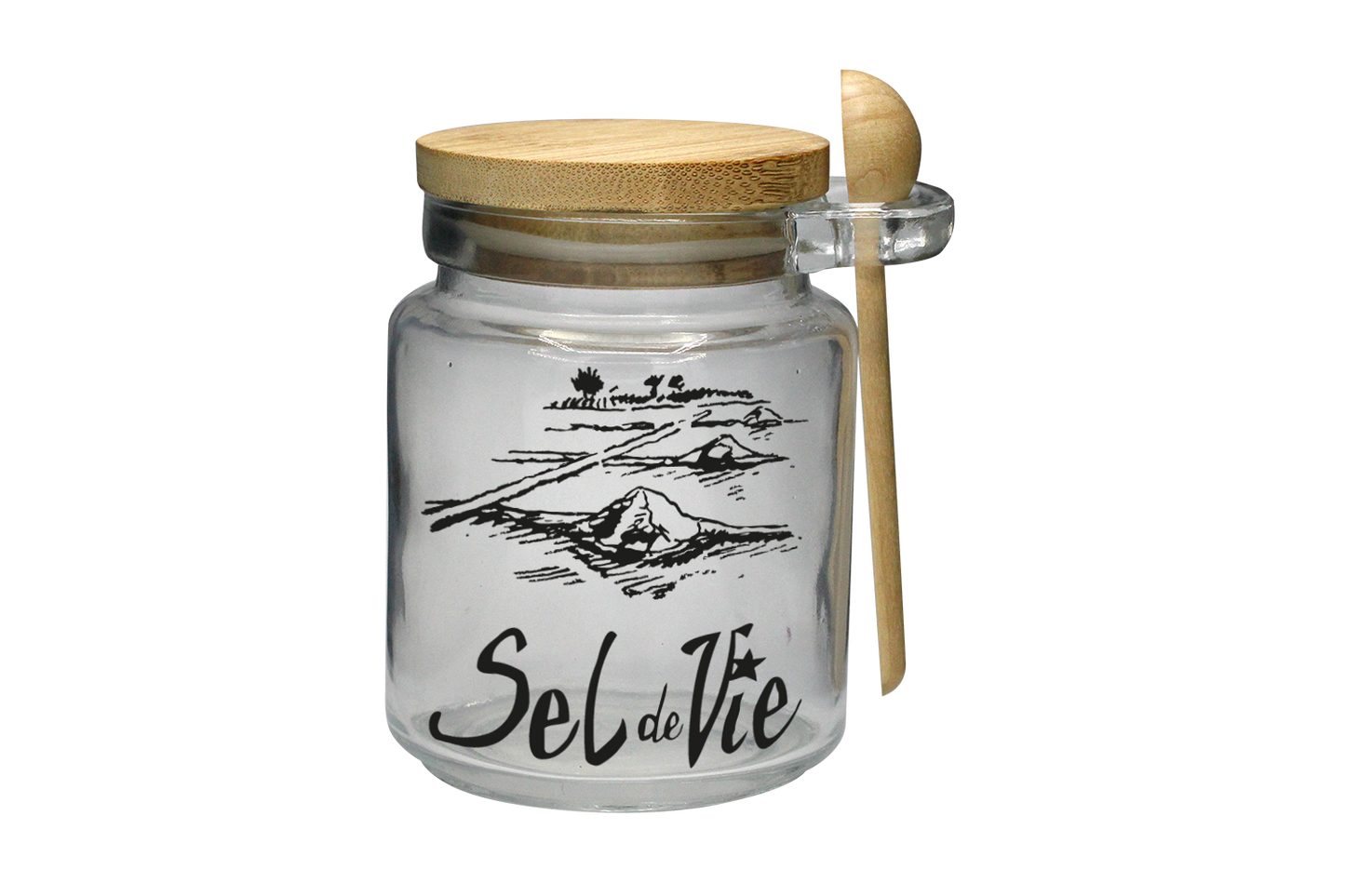 POT VERRE GM 230ML BOUCHON BOIS+CUIL. SPE SEL DE VIE