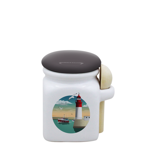 POT BLANC MINI COUV. GRIS+CUIL. BOIS-PHARECHA